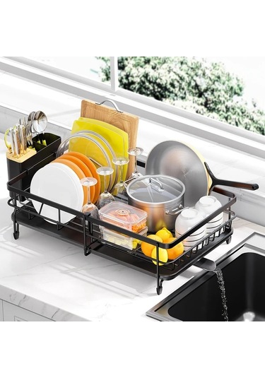 Honeybeeshop 1 Adet Genişletilebilir Büyük Mutfak Eşyası Rafı Uzatılabilir Tezgah Üstü Paslanmaz Çatal Bıçak Ve Bardak Kurutma Askılık