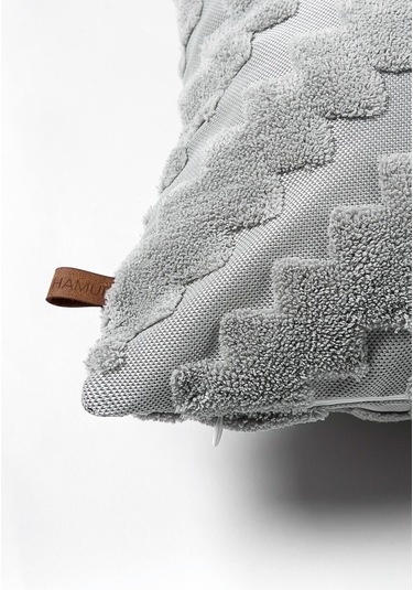 Jakarlı Kırlent 43X43 Cm Zigzag Gri