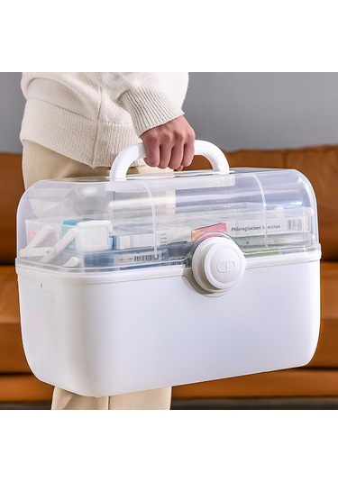 Mengtuo Ev Büyük Kapasiteli Çok Seviyeli İlaç Kutusu Pembe Trompet