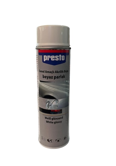 Presto Genel Amaçlı Akrilik Sprey Boya Araba Parlak Beyaz