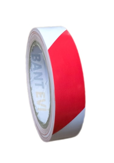 Yer İşaretleme Bandı 25mmx30metre Kırmızı Beyaz Zemin İşaretleme