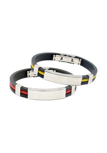 Beyaz Erkekler Punk Kauçuk Paslanmaz Çelik Bileklik Toka Manşet Bileklik Bileklik Güzel