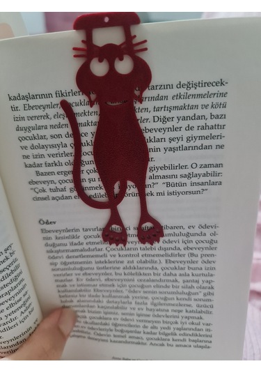 5li Kitap Ayracı Sevimli Kedi Kitap Ayraç Kırmızı Renk