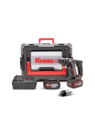 Kress KUC50.2 20V/4.0Ah. Li-İon Çift Akülü Kömürsüz 1.7j Profesyonel Sds-Plus Pnömatik Şarjlı Matkap + 10 MM Mandren