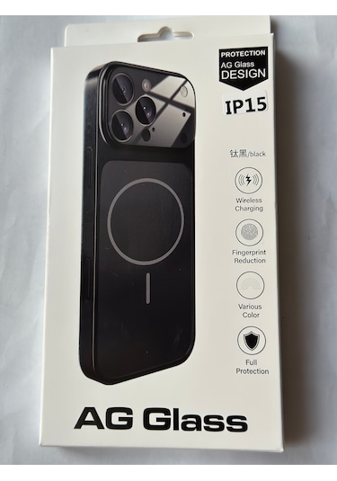 İphone 15 Ag Glass Magsafe Siyah Kaliteli Kılıf Yeni Trend Şok Emici & Tam Koruma, 5 Renk Siyah