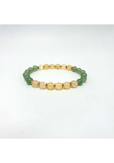 Sertifikalı Şans Bilekliği Doğal Taş 6mm Misinalı Aventurin Sitrin Çok Renkli