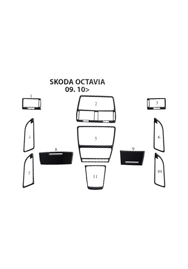 Skoda Octavia Piano Black Kaplama 2009 11 Parça Siyah Karbon