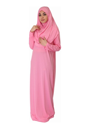 Şeker Pembe Fermuarsız Namaz Elbisesi Pembe