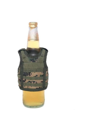 Bira Şişesi Yelek Kapağı Askeri Mini Minyatür Yelek Şişe İçecek Kol Şişe Kutuları Yelek Ayarlanabilir Omuz Askıları İçecek Kapağı A