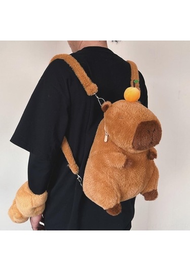 Fastbuy Küçükler İçin Yumuşak Kapybara Figürlü Çift Omuzlu Çanta, Askılı Kayışlı Canlı Desenli Gündelik Çantamız Çok Renkli Çok Renkli