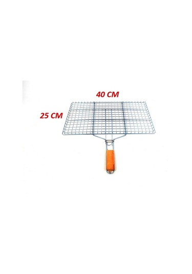 Oğuz Kömür Mangal Teli Et Balık Izgara Ahşap Saplı 25X40 Cm