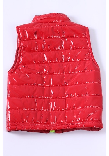Erkek Çocuk Şişme Yelek Düz Renk Fermuar Cepli E16 Hcm00324 Kırmızı