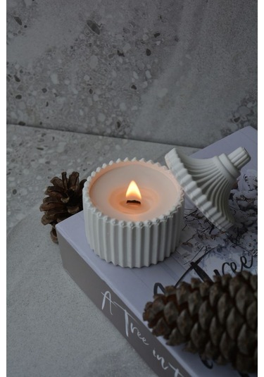 Ersu Store Tekli Kapaklı Amber Vanilya Kokulu Dekoratif Beton Soy