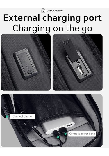 Mark Ryden Mr3998 Usb Şarj Portlu Hardshell Omuz Göğüs Çantası Gri İa Gri
