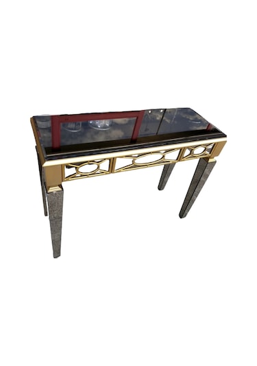 Dresuar Motifli Ayna Kaplamalı Model Parlak Gold Renk Kayın Torn (382320600) Altın