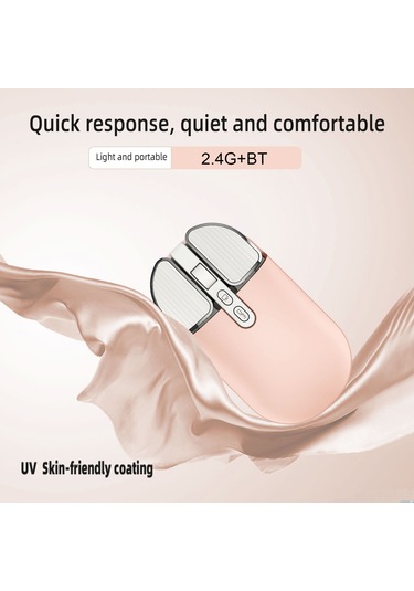 Geeksen Kablosuz Fare T600 - 2.4g/bt5.1 Çift Bağlantı, Sessiz Tasarım, Şarj Edilebilir 500mah Pil, Pembe 112 Karakter Diğer