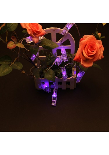 Ximistore9 Mor 10 Led Fotoğraf Klipsli Işık Zinciri - Ev İçi Bayram Dekorasyonu, Noel Ağacı Işıları, Enerji Tasarruflu, Kolay Kurulum
