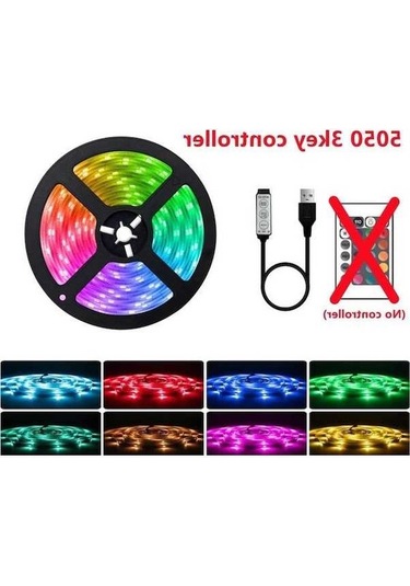 Novahub Usb Bluetooth Rgb Led Şerit Işıklar 1-8m, 5050 5v, Esnek, Tv Masaüstü Ekran Arka Işık, 3key-8m Çok Renkli Led Bant Fita Ev İçin Çok Renkli
