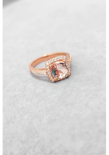 Pembe Swarovski Taşlı Gümüş Yüzük