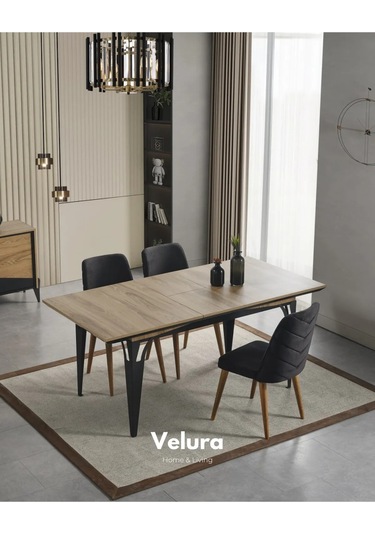 Ada Yemek Odası Takımı Yemek Masası + 4 Adet Sandalye Kahverengi