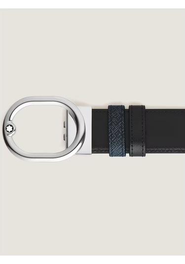 Montblanc Sartorial Lovale 35 Mm Çift Taraflı Deri Kemer 221025 Lacivert