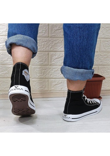 Fiyra 555 Siyah-beyaz Uzun Unisex Sneaker Keten Spor Ayakkabı 001