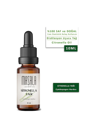 Masala Saf Sitronella Yağı 10 ML - (Citronella Essential Oil) Cymbopogon Nardus