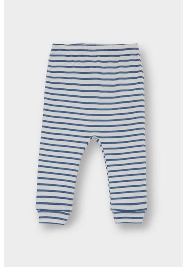 Defacto Erkek Bebek 3lü Takım Kapüşonlu Düğmeli Hırka Baskılı Uzun Kollu Tişört Çizgili Alt F2210a525aube88 Mavi