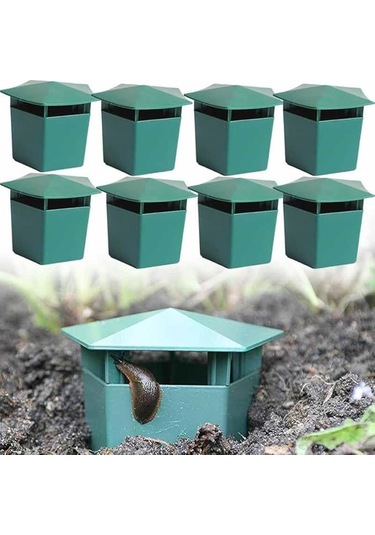 Geeksen 8 Adet Yeşil Plastik Bahçe Sünger & Salyangoz Tuzağı - Çevre Dostu Zararlı Kontrol Aleti, Bitki Koruyucu, Sıcak Suya Dayanıklı
