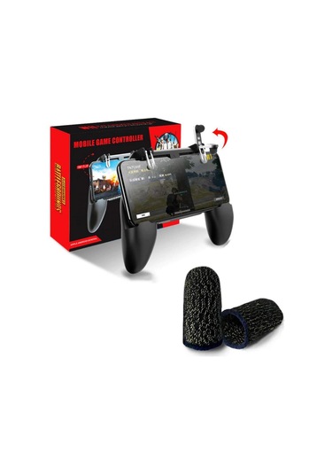 Pubg W10 Oyun Konsolu Gamepad Tetik Ve Siyah Parmak Eldiven Set