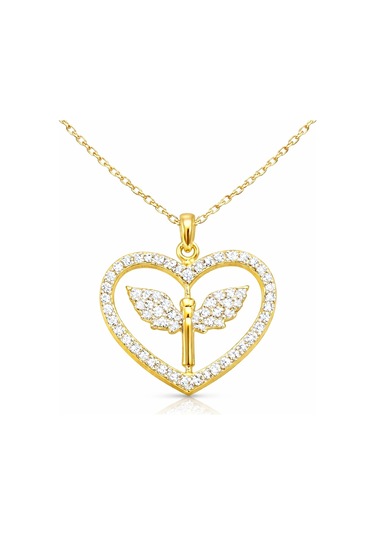 Gümüş Gold Mikail Meleği Figürlü Kadın Kolye