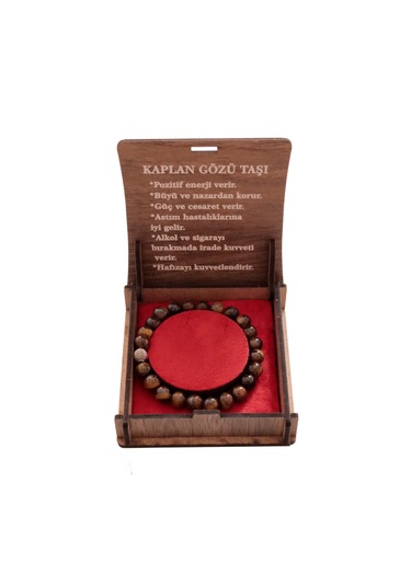 Kaplangözü Doğal Taş 8 Mm Bileklik - Güç Ve Pozitif Enerji Kaynağ Açık Kahve