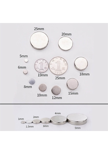 Koodmax 10 Adet 8x10mm Yuvarlak Güçlü Neodyum Mıknatıs - Neodim Magnet Çap 8mm , Kalınlık 10mm