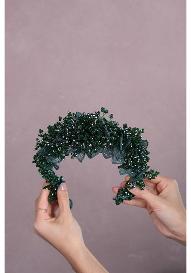 FdayAksesuar En Güzel Gelinlere Özel Capella Kumaş Çiçek Motifli Gelin Kına Tacı FRDY31649