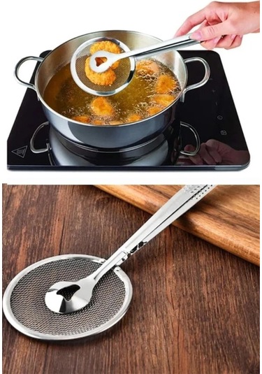 Süzgeçli Kevgirli Haşlama Kızartma Maşası Çok Renkli