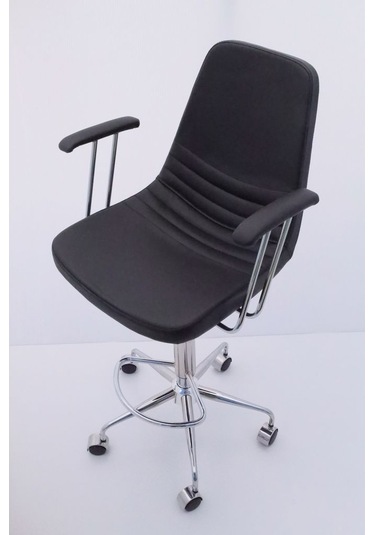 Rose Siyah Deri Tekerlekli Yüksek Bar Sandalyesi Çok Renkli