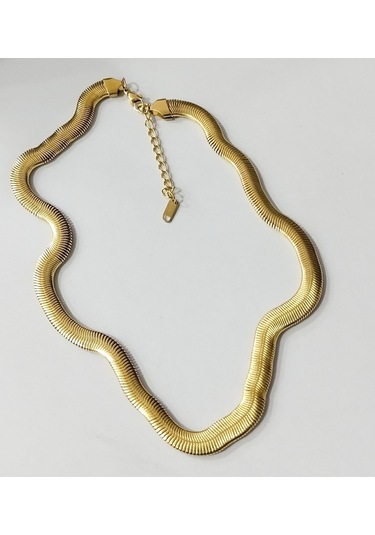 Çelik Kadın Yassı Zincir Kolye Çelik