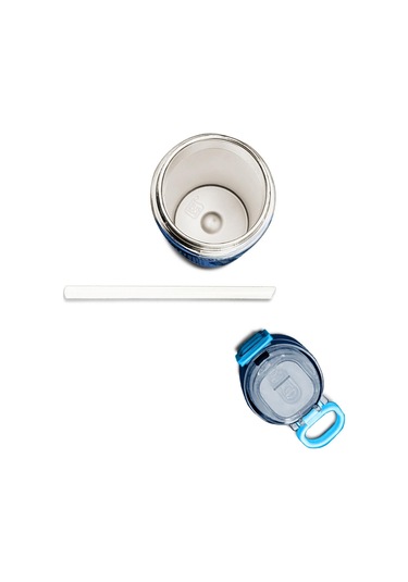 Coral High Kids Lacivert Mavi Desenli Pipetli Ve Direkt İçim Çelik Termos 500 Ml 31888 Lacivert