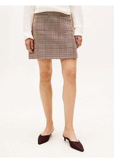Tommy Hilfiger Kadın Seansonal Texture Mini Etek Gri