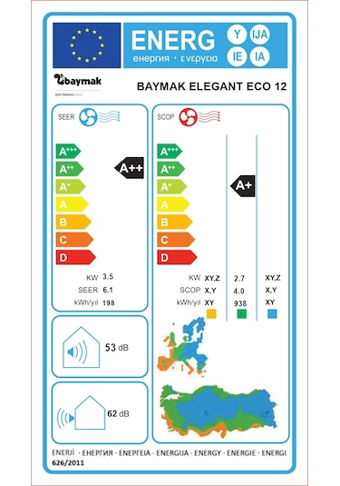 Baymak Elegant Eco 12 A++ 12000 BTU Inverter Duvar Tipi Klima