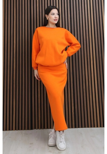 Lodmela Basic Comfort Şardonlu Etekli Takım 6073-oranj Oranj