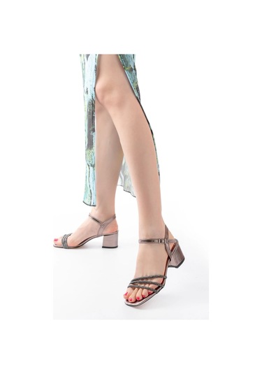 Platin 3 Bantlı Topuklu Kadın Ayakkabı PLATIN Platin