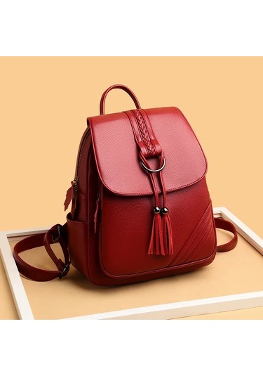 Lichen Püskül Kadın Sırt Çantaları Tasarımcı Yüksek Kaliteli Siyah