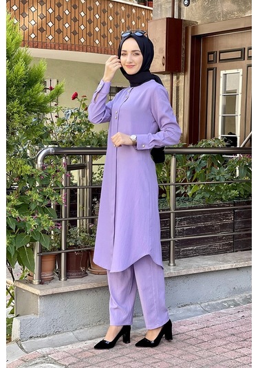 Moda Çizgi Tesettür Takım 42 Lila