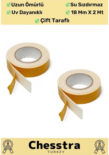 Uzun Ömürlü Süngerli Ultra Yapışkan İç Dış Mekan Çok Amaçlı Çift Taraflı 18mmx2m Köpük Bant 1 Adet