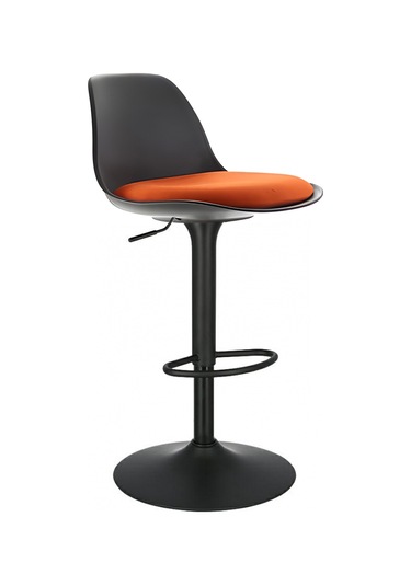 Bürocci Nadya Bar Sandalyesi - Turuncu Deri - Mat Siyah Ayaklı - 9537y0123 Turuncu