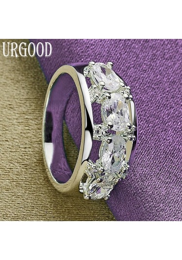 925 Ayar Gümüş Aaa Zirkon Yüzük Hediye Romantik Takı