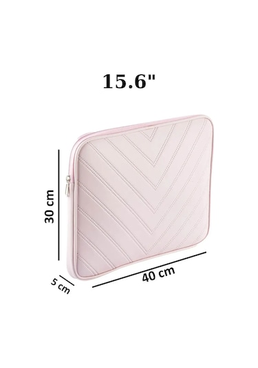 Notebook Laptop Macbook Uyumlu Çantası Suni Deri 15.6" İnç - 800-düz Açık Pembe