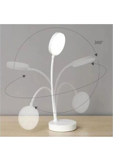 Şarjlı Dokunmatik 3 Kademe 20 Led Çalışma Okuma Işığı Flexible Berlin Masa Lambası Beyaz Beyaz