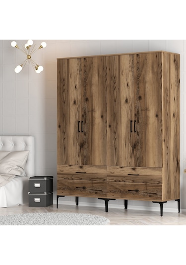 Variant Kumsal 4 Kapılı Tt Gardrop - Ceviz / Ceviz